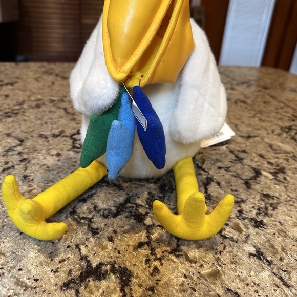 Vintage IKEA FÄ Pelican Plush 14" RARE Soft Toy White Bird Yellow Beak With Fish - Picture 3 of 7